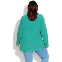 Women's Plus Size Polar Fleece Pocket Tunic - Jade | AVENUE