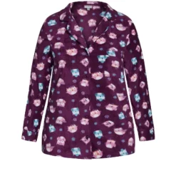 Alternative view of Women's Plus Size Button Owl Sleep Top - Plum | AVENUE