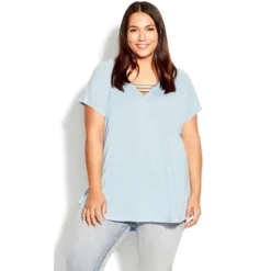 Women's Plus Size 3 Bar V - Chambray Blue | AVENUE -Avenue Shop GUEST aea34472 b027 4584 89c1 c4ec1479dcd3