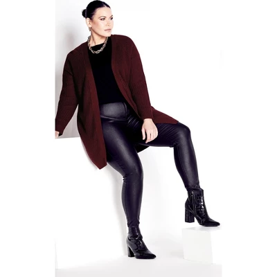 Women's Plus Size Boyfriend Cardigan - Burgundy | AVENUE 5 Women's Plus Size Boyfriend Cardigan - Burgundy | AVENUE - Image 3