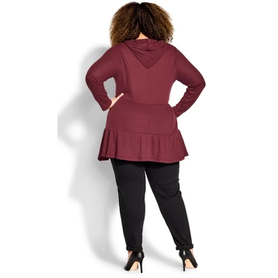 Women's Plus Size Nola Waffle Tunic - Purple | AVENUE 3 Women's Plus Size Nola Waffle Tunic - Purple | AVENUE