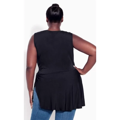 Women's Plus Size Lindsey Wrap Top - Black | AVENUE 3 Women's Plus Size Lindsey Wrap Top - Black | AVENUE