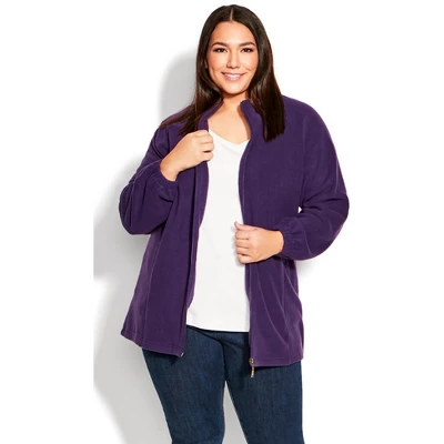 Women's Plus Size Polar Fleece Zip Jacket - Plum | AVENUE 8 Women's Plus Size Polar Fleece Zip Jacket - Plum | AVENUE - Image 6