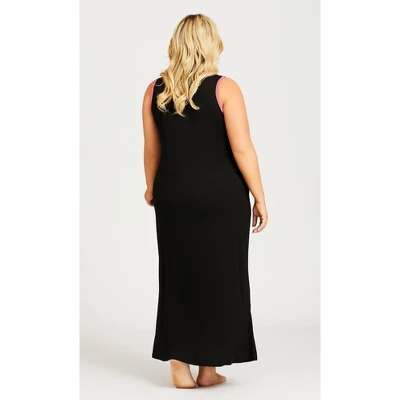 Women's Plus Size Cold Days Maxi Sleep Dress - Black | AVENUE 3 Women's Plus Size Cold Days Maxi Sleep Dress - Black | AVENUE