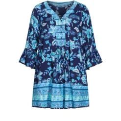 Alternative view of Women's Plus Size Aurora Border Tunic - Navy | AVENUE