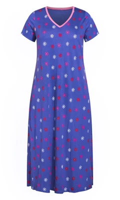 Alternative view of Women's Plus Size Short Sleeve Maxi Sleep Dress - Periwinkle Floral | AVENUE