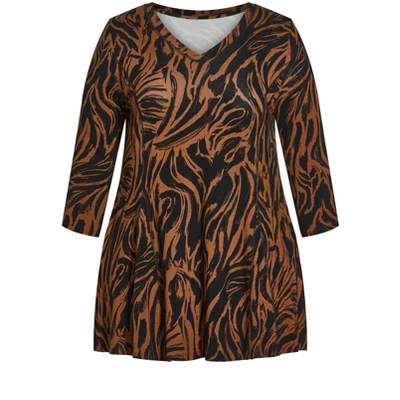 Women's Plus Size Cape Cod Print Tunic - Mono | AVENUE 4 Women's Plus Size Cape Cod Print Tunic - Mono | AVENUE - Image 2