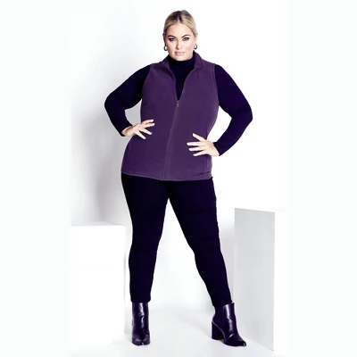 Women's Plus Size Polar Fleece Vest - Plum | AVENUE 7 Women's Plus Size Polar Fleece Vest - Plum | AVENUE - Image 5
