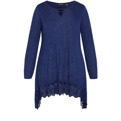 Women's Plus Size Rosey Crush Tunic - Navy | AVENUE 4 Women's Plus Size Rosey Crush Tunic - Navy | AVENUE - Image 2