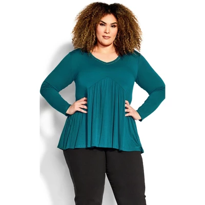 Women's Plus Size Abigail Top - Teal | AVENUE 7 Women's Plus Size Abigail Top - Teal | AVENUE - Image 5