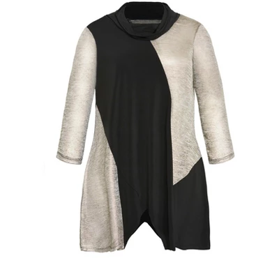 Women's Plus Size Piper Shimmer Tunic - Gold | AVENUE 4 Women's Plus Size Piper Shimmer Tunic - Gold | AVENUE - Image 2