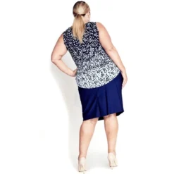 Women's Plus Size Liana Border Top - Blues | AVENUE