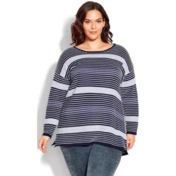 Women's Plus Size Hannah Stripe Sweater - Navy | AVENUE 11 Women's Plus Size Hannah Stripe Sweater - Navy | AVENUE -Avenue Shop GUEST b9dc5f36 cbc5 4648 aae6 7be1ff55f58d