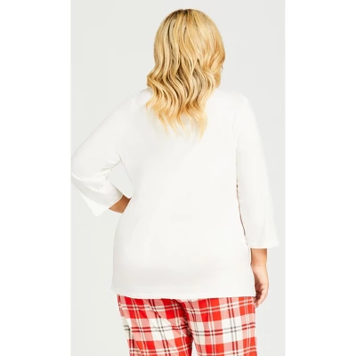 Women's Plus Size Robin Sleep Top - Cream | AVENUE 4 Women's Plus Size Robin Sleep Top - Cream | AVENUE - Image 2