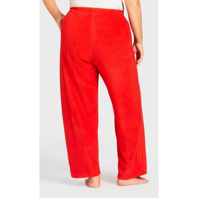 Women's Plus Size Plain Fleece Sleep Pant - Red | AVENUE 5 Women's Plus Size Plain Fleece Sleep Pant - Red | AVENUE - Image 3