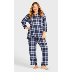 Women's Plus Size Check Hacci Sleep Pant - Navy | AVENUE 8 Women's Plus Size Check Hacci Sleep Pant - Navy | AVENUE -Avenue Shop GUEST bcef8188 469e 4b0a a0f5 d585485cf50e