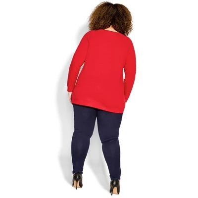Women's Plus Size Multi Tree Sweat Top - Red | AVENUE 5 Women's Plus Size Multi Tree Sweat Top - Red | AVENUE - Image 3