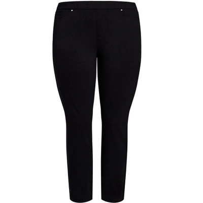 Women's Plus Size Knit Pull On Jean Black - Average | AVENUE 4 Women's Plus Size Knit Pull On Jean Black - Average | AVENUE - Image 2