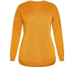 Women's Plus Size Tully Curved Hem Sweater - Saffron | AVENUE -Avenue Shop GUEST c158c37c f148 47d0 babb 1eea2d41a5ae