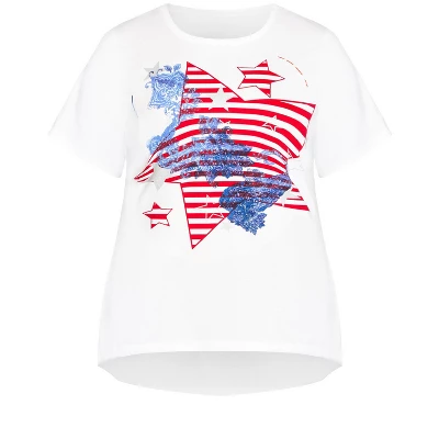Women's Plus Size Graphic Print Top - White Star | AVENUE 4 Women's Plus Size Graphic Print Top - White Star | AVENUE - Image 2