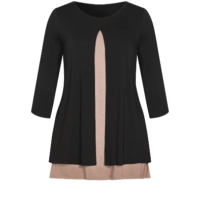 Women's Plus Size Alex Tunic - Mocha | AVENUE 4 Women's Plus Size Alex Tunic - Mocha | AVENUE - Image 2