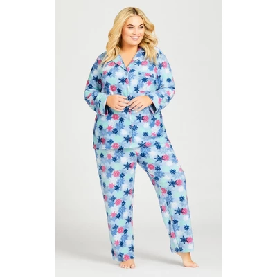 Women's Plus Size Snowflake Fleece Sleep Pant - Blue | AVENUE 12 Women's Plus Size Snowflake Fleece Sleep Pant - Blue | AVENUE - Image 10