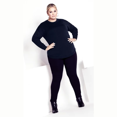 Women's Plus Size Tully Curved Hem Sweater - Midnight | AVENUE 4 Women's Plus Size Tully Curved Hem Sweater - Midnight | AVENUE - Image 2