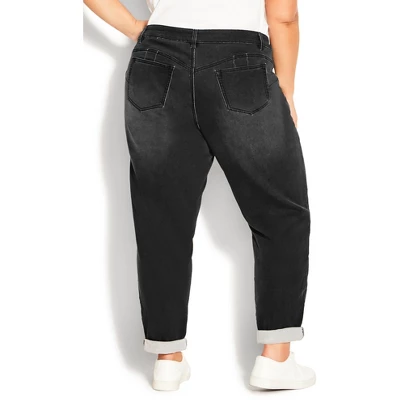 Women's Plus Size Bridie Boyfriend Jean - Washed Black | AVENUE 3 Women's Plus Size Bridie Boyfriend Jean - Washed Black | AVENUE