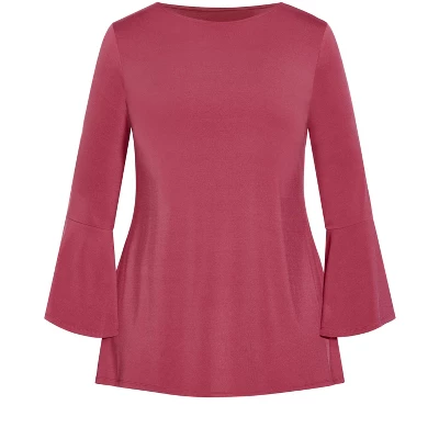 Women's Plus Size Burrow Plain Top - Berry | AVENUE 4 Women's Plus Size Burrow Plain Top - Berry | AVENUE - Image 2