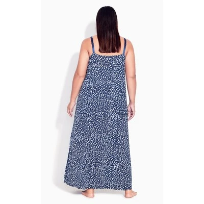 Women's Plus Size Lace Trim Print Sleep Maxi Dress - Leopard | AVENUE 3 Women's Plus Size Lace Trim Print Sleep Maxi Dress - Leopard | AVENUE