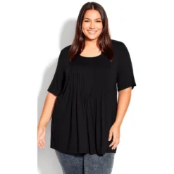 Women's Plus Size Knit Pleated Top - Black | AVENUE 14 Women's Plus Size Knit Pleated Top - Black | AVENUE -Avenue Shop GUEST c94d85db 717b 4ac5 85fe d30495eea2f8
