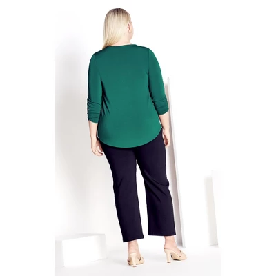 Women's Plus Size Chloe Zip Plain Top - Teal | AVENUE 3 Women's Plus Size Chloe Zip Plain Top - Teal | AVENUE