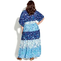 Women's Plus Size Daisy Tiered Maxi Dress - Blues | AVENUE