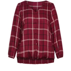Alternative view of Women's Plus Size Suki Check Top - Berry | AVENUE