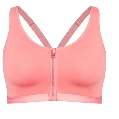 Women's Plus Size Zipper Sports Bra - Coral | AVENUE 4 Women's Plus Size Zipper Sports Bra - Coral | AVENUE - Image 2