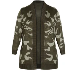 Alternative view of Women's Plus Size Print Longline Cardigan - Camo | AVENUE