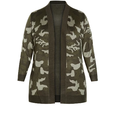 Women's Plus Size Print Longline Cardigan - Camo | AVENUE 4 Women's Plus Size Print Longline Cardigan - Camo | AVENUE - Image 2