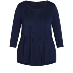 Women's Plus Size Milly Pleat Plain Top - Navy | AVENUE 12 Women's Plus Size Milly Pleat Plain Top - Navy | AVENUE -Avenue Shop GUEST d38ebfa9 c8b3 43d8 a753 20e0bdb4feee