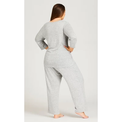Women's Plus Size V Plain Hacci Top - Gray | AVENUE 5 Women's Plus Size V Plain Hacci Top - Gray | AVENUE - Image 3