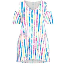 Alternative view of Women's Plus Size Amara Cold Shoulder Tunic - Splash Stripe | AVENUE