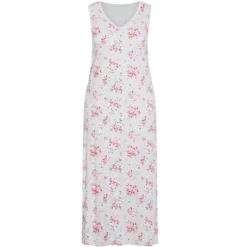 Alternative view of Women's Plus Size Sleeveless Print Maxi Sleep Dress - Gray Floral | AVENUE