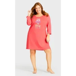 Women's Plus Size 3/4 Sleeve Sleep Shirt - Coral Sleep | AVENUE 7 Women's Plus Size 3/4 Sleeve Sleep Shirt - Coral Sleep | AVENUE -Avenue Shop GUEST dae994ba c2ab 418f a906 740df8dbb3bb