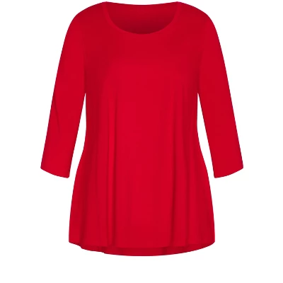 Women's Plus Size Organic Crew Neck Top - Red | AVENUE 4 Women's Plus Size Organic Crew Neck Top - Red | AVENUE - Image 2