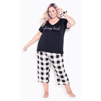 Women's Plus Size Sleepy Head Sleep Set - Black | AVENUE 5 Women's Plus Size Sleepy Head Sleep Set - Black | AVENUE - Image 3