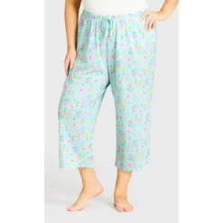 Alternative view of Women's Plus Size Tie Waist Print Sleep Pant - Mint Floral | AVENUE