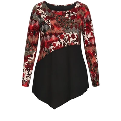 Women's Plus Size Carla Print Top - Rust | AVENUE 4 Women's Plus Size Carla Print Top - Rust | AVENUE - Image 2