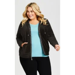Women's Plus Size Metallic Velour Jacket - Black | AVENUE 9 Women's Plus Size Metallic Velour Jacket - Black | AVENUE -Avenue Shop GUEST e4cc1788 62ae 4f43 aaca bc175178df12