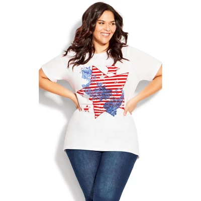 Women's Plus Size Graphic Print Top - White Star | AVENUE 8 Women's Plus Size Graphic Print Top - White Star | AVENUE - Image 6