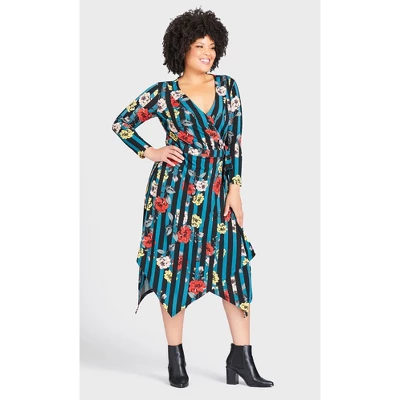 Women's Plus Size Vine Lane Dress - Teal | AVENUE 7 Women's Plus Size Vine Lane Dress - Teal | AVENUE - Image 5
