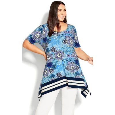 Women's Plus Size Alisa Tunic - Blue | AVENUE 11 Women's Plus Size Alisa Tunic - Blue | AVENUE - Image 9